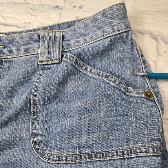 Vintage Fashion Bug Maxi Denim Skirt Modest Embroidered Pockets Back Pleat sz 12 - Picture 12 of 12